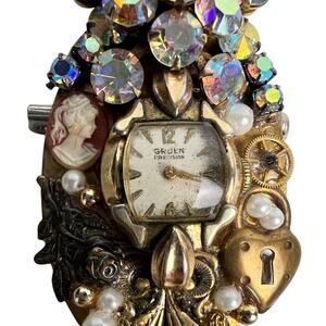 Vintage Groen Brooch Watchface 1970’s Watch not working Steampunk Whimsygoth